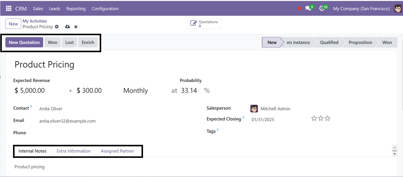 Odoo 18 crm