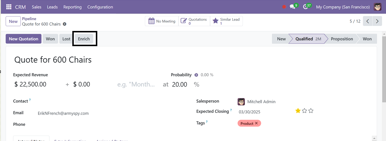 Odoo 18 crm