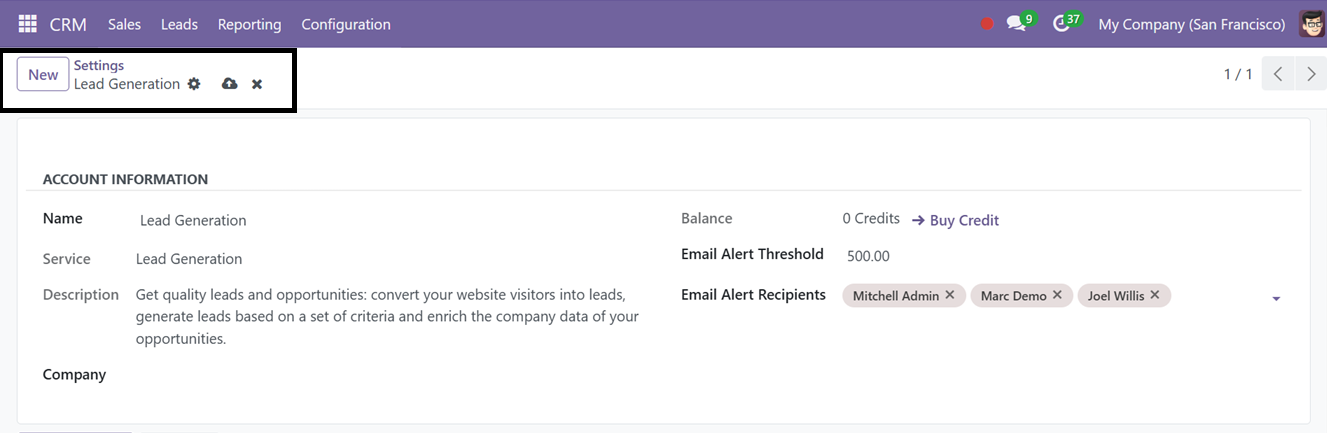 Odoo 18 crm