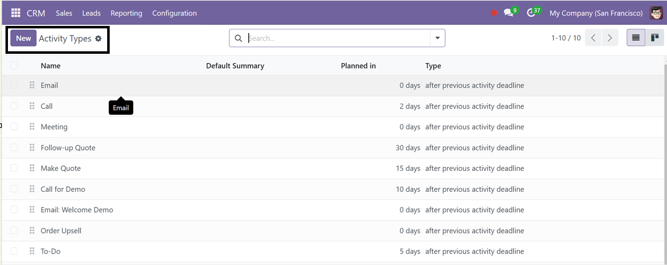 Odoo 18 crm