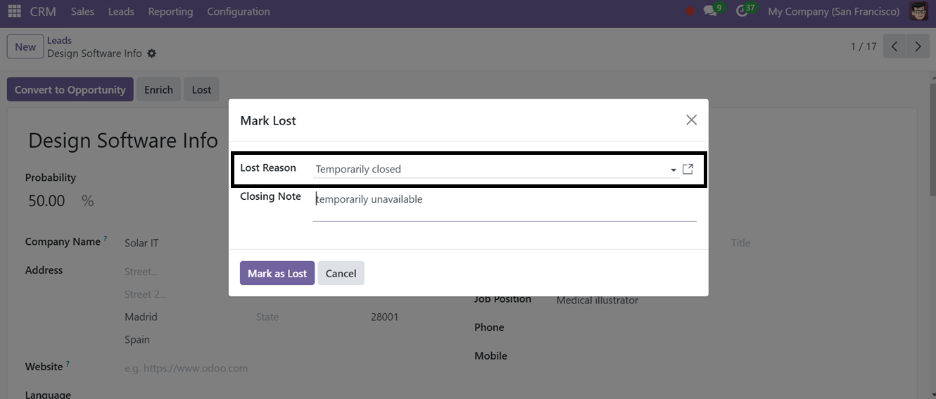 Odoo 18 crm
