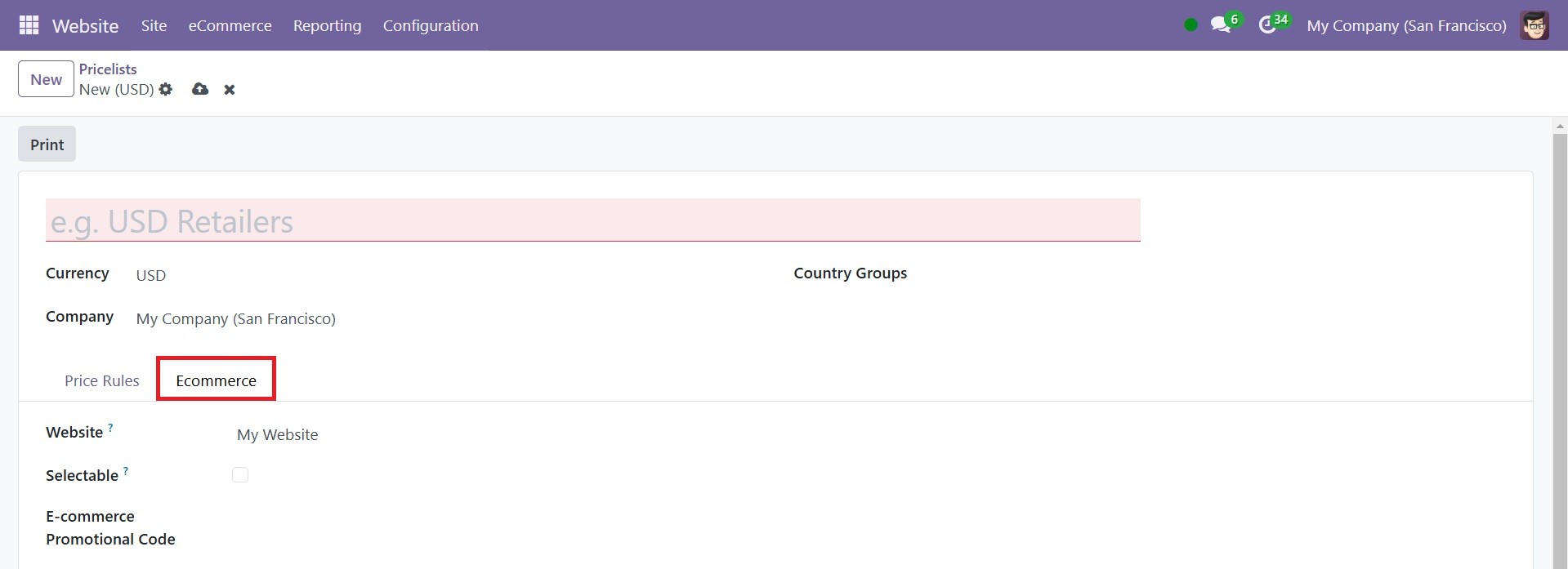 Odoo 18 E-COMMERCE