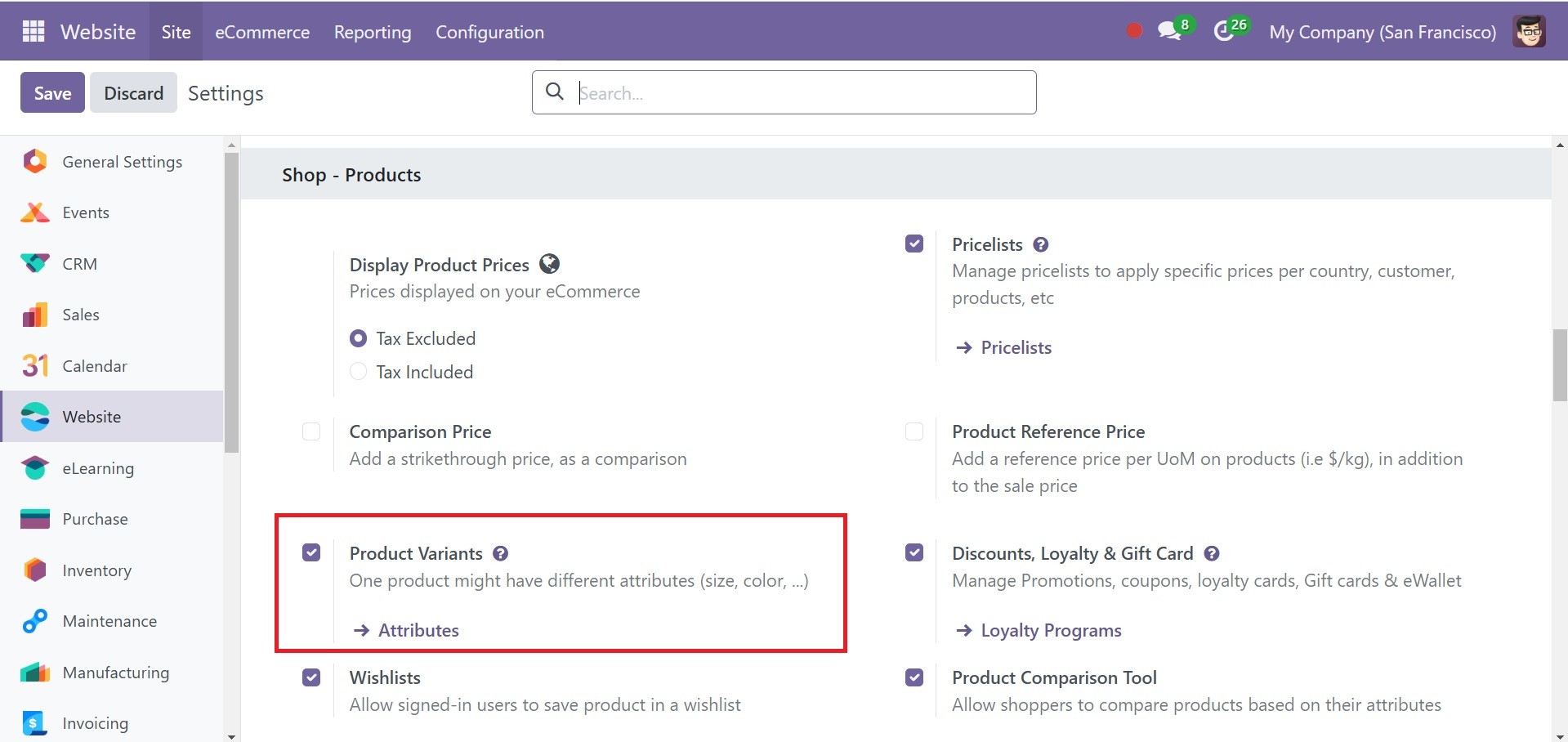 Odoo 18 E-COMMERCE