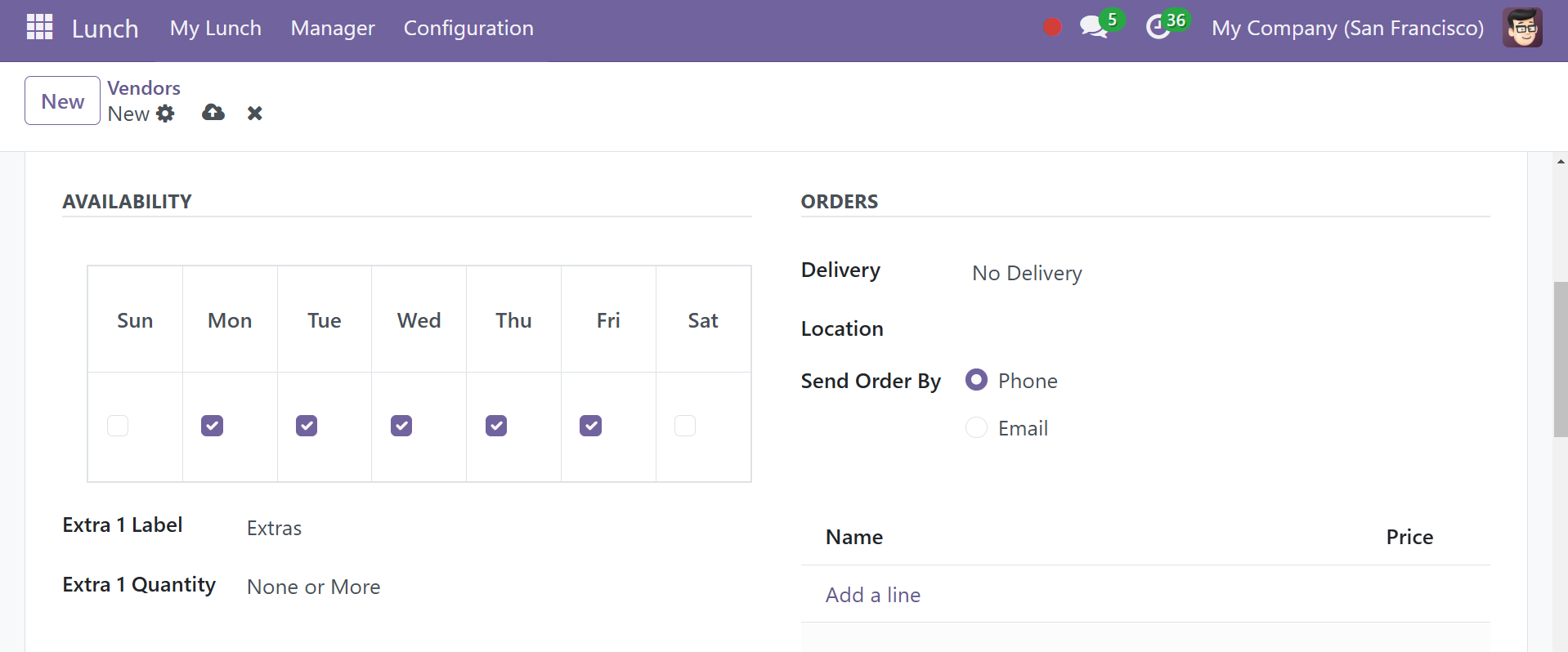 Odoo 18 lunch