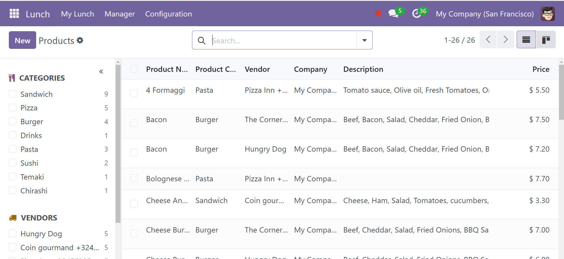 Odoo 18 lunch