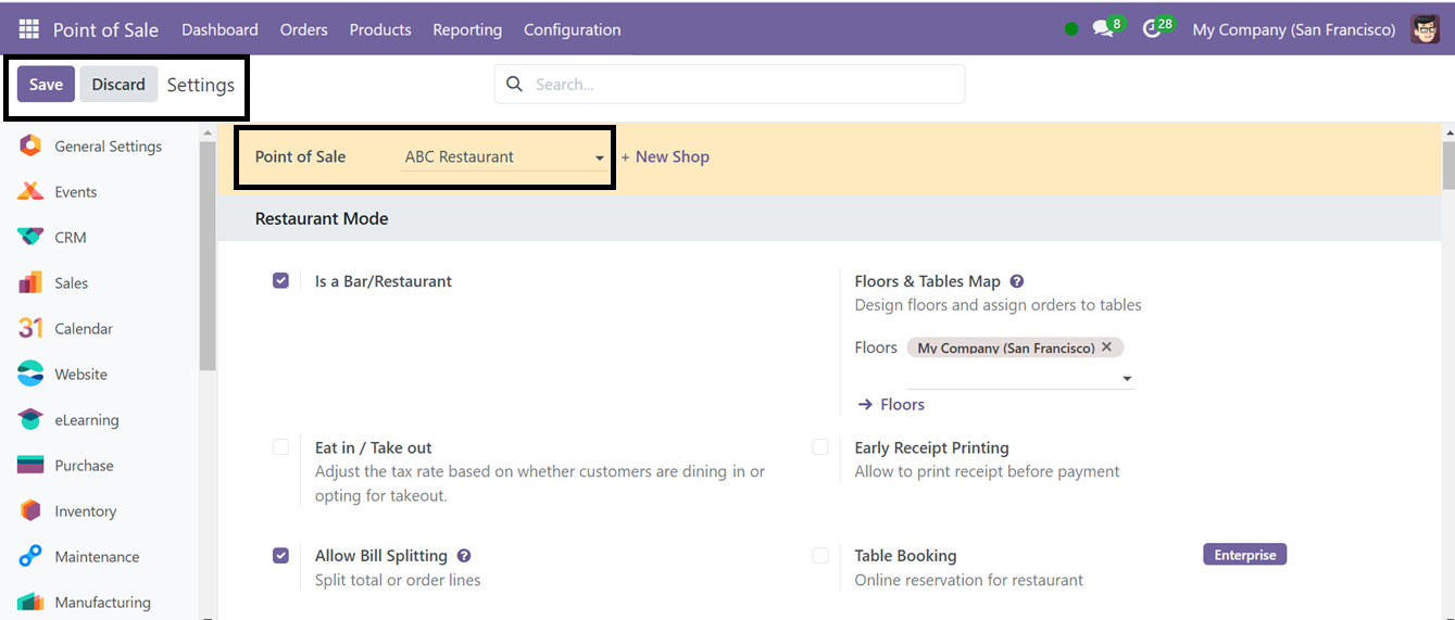 Odoo 18 point of sale and restaurant