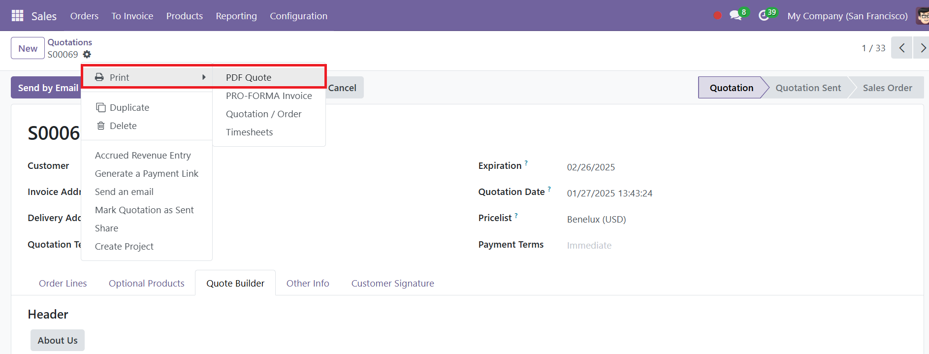 Odoo 18 sales