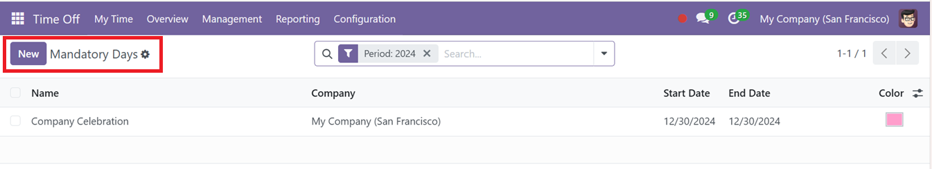 Odoo 18 point of time-off