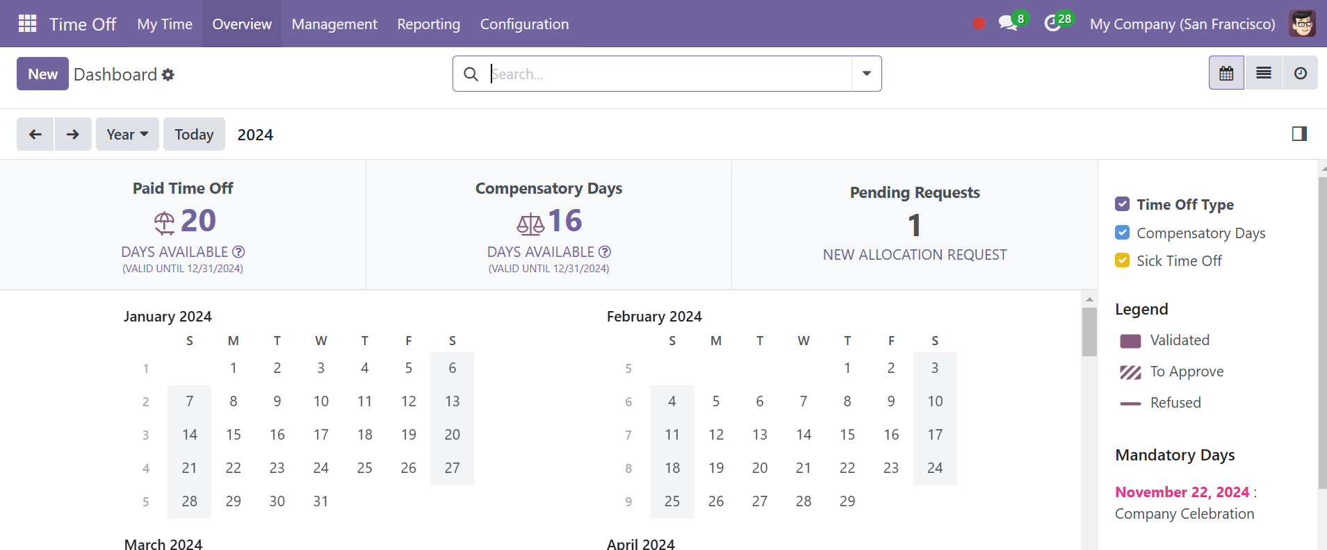 Odoo 18 time-off
