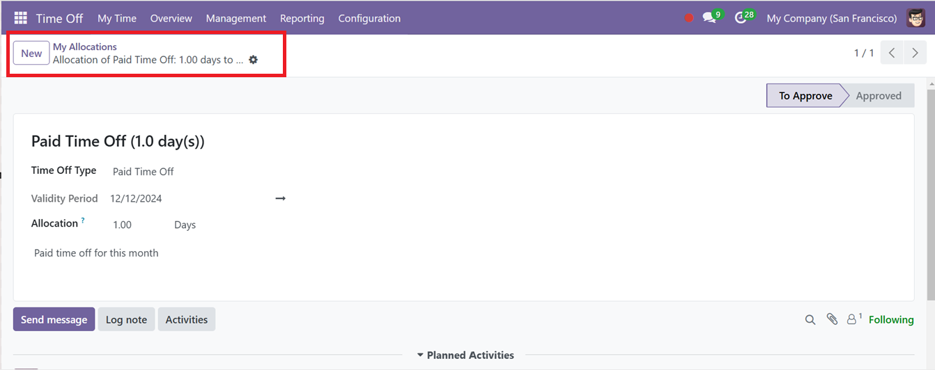 Odoo 18 time-off