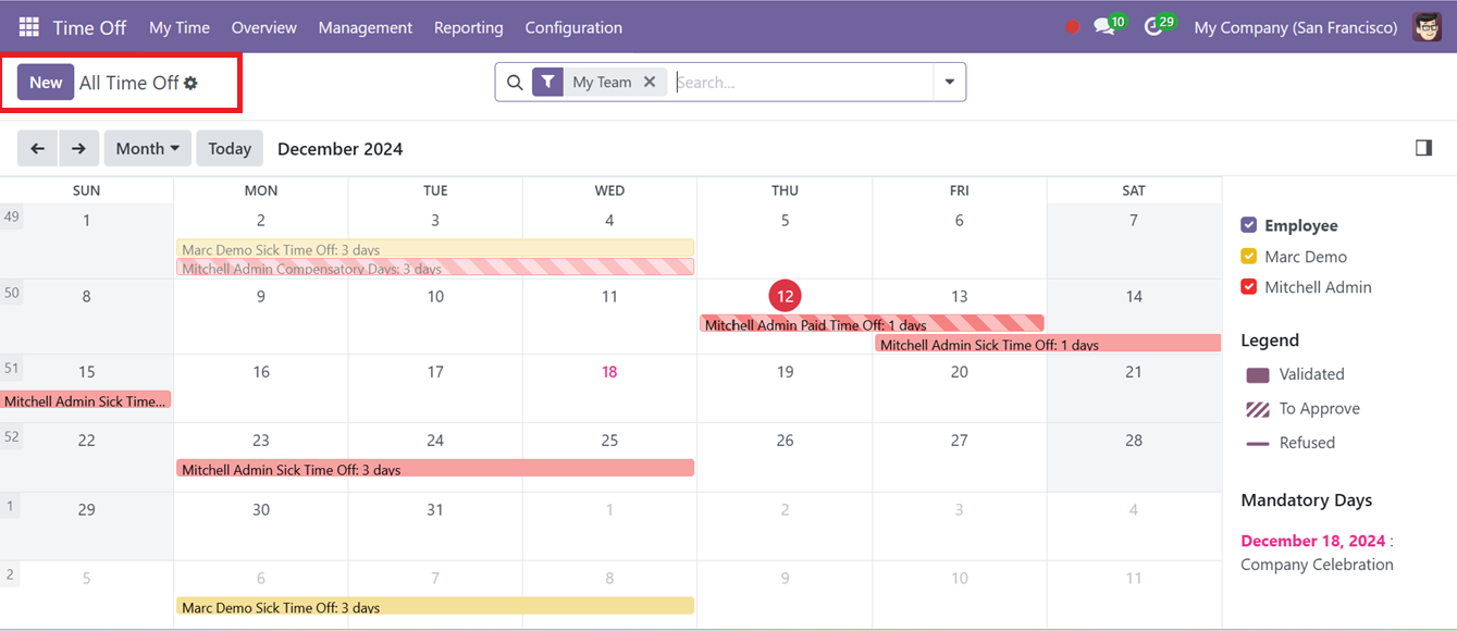 Odoo 18 time-off